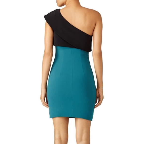 Monique Lhuillier One Shoulder Colorblock Dress - Picture 2 of 8